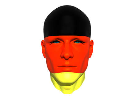 3D man head flag textured isolated on whiteの写真素材