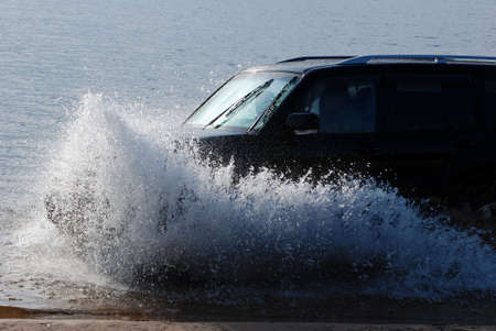 car in water dropsの写真素材