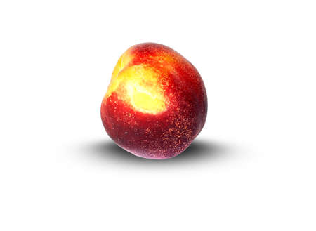 ripe peach fruit isolated on white backgroundの写真素材