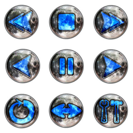 lunar player buttons isolated on whiteの写真素材