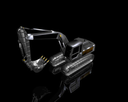 heavy excavator on a black backgroundの写真素材