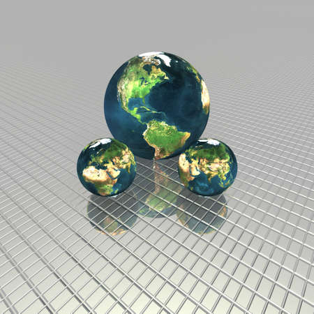 3D globe on the stripes backgroundの写真素材