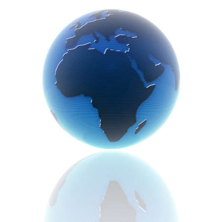 3d earth with color texture isolated on white backgroundの写真素材