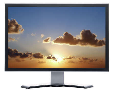 monitor with nice Sunset in Mediterranean Sea