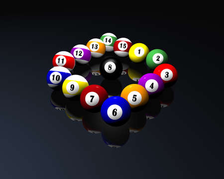 a set of fifteen pool billiard balls