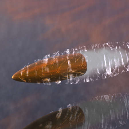 bright flying bullet with trackの写真素材