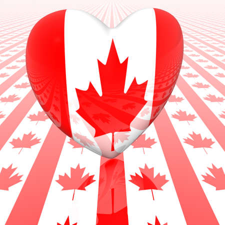 3d heart with flag texture の写真素材