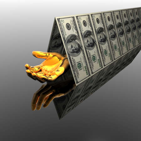 House roof made of 100 usa dollars notesの写真素材