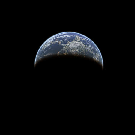 Earth from space on a black backgroundの写真素材