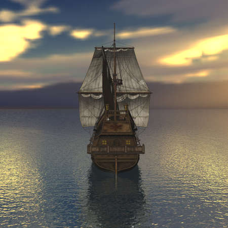 Sailing vessel in the sea