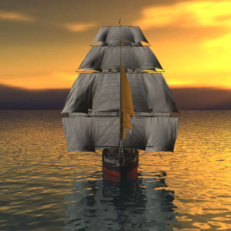 Sailing vessel in the sea