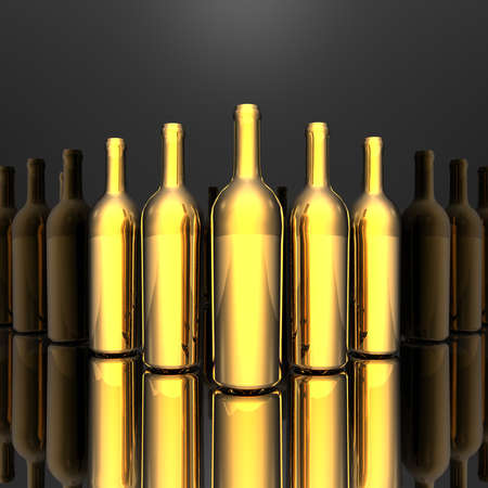 wine empty colorful bottles in 3dの写真素材
