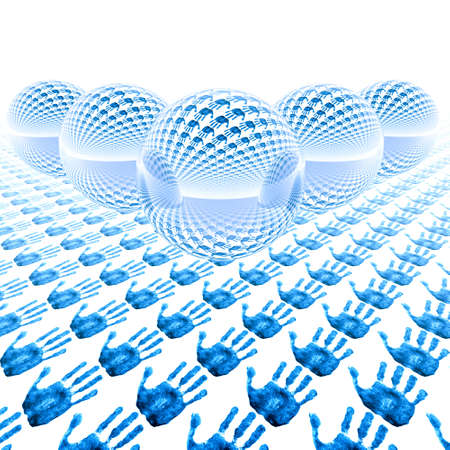 abstract 3d glass balls with fingerprintの写真素材