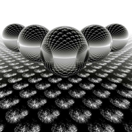 abstract 3d glass balls with fingerprintの写真素材