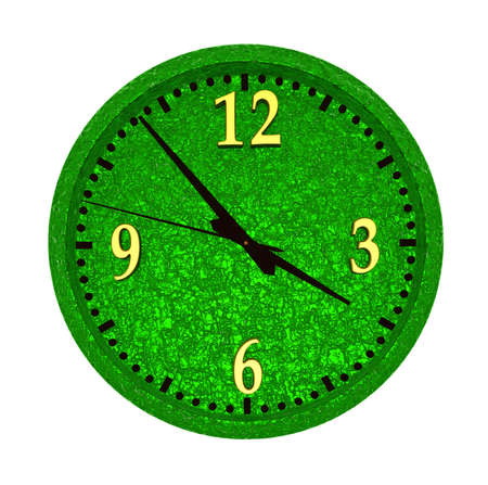 wall clock with golden digits isolated on a white
