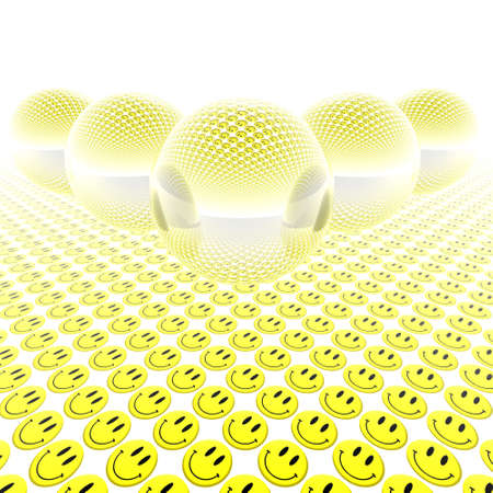 abstract 3d glass balls with smilesの写真素材