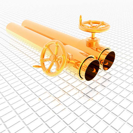 bright metallic tubes with hand crank valveの写真素材