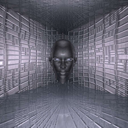 android techno girl in virtual worldの写真素材