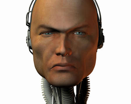 android, cybernetic intelligence machine in 3d
