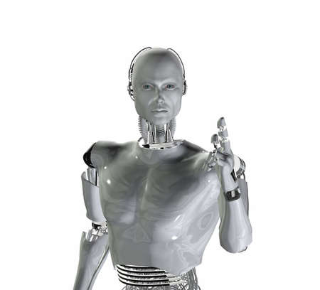 android, cybernetic intelligence machine in 3d