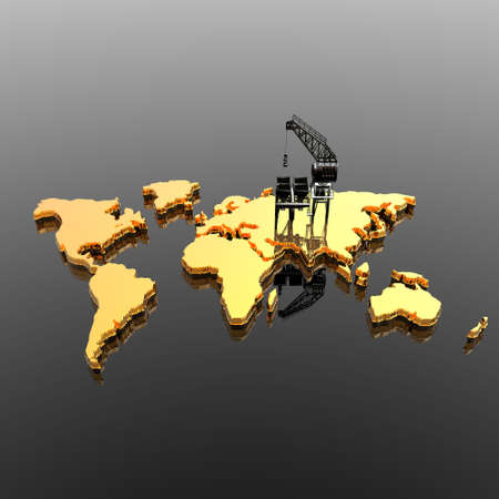 world map with  Drilling Platform in 3dの写真素材