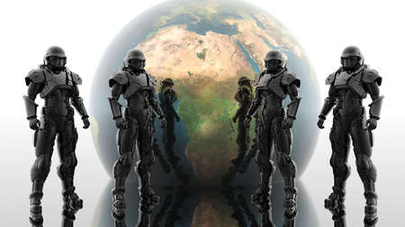 soldiers in a gas mask in commission