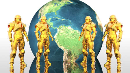 soldiers in a gas mask in commissionの写真素材