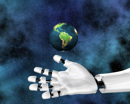 android, cybernetic intelligence machine in 3dの写真素材