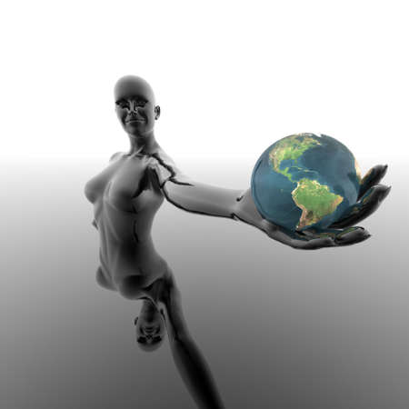 naked virtual cyber woman in 3dの写真素材