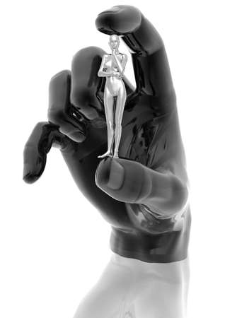 hand with girl isolated on a white backgroundの写真素材