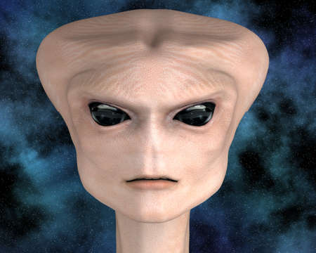 alien portrait with stars in background