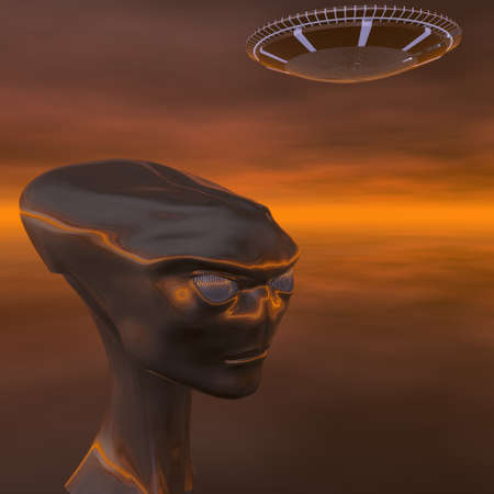 alien portrait from Roswell computer 3d  renderの写真素材