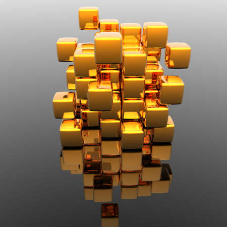 cube assembling from blocks in 3d, renderの写真素材