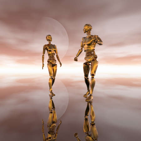 android, cybernetic intelligence machine in 3dの写真素材