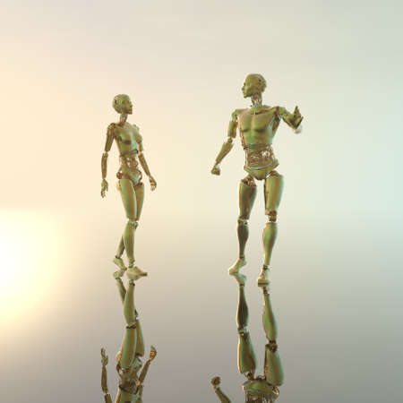 android, cybernetic intelligence machine in 3dの写真素材