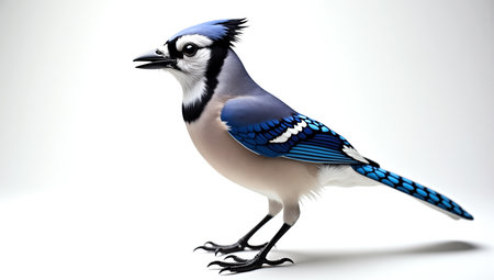 Blue jay Portrait on White Soft Studio Backgroundの素材