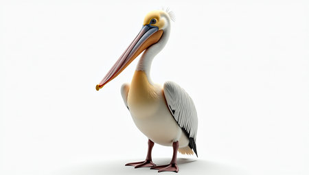 Majestic Pelican Portrait on Pure White Backgroundの素材