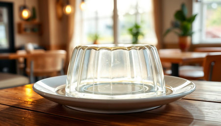 Close-Up view of glossy transparent colorless jellyの素材