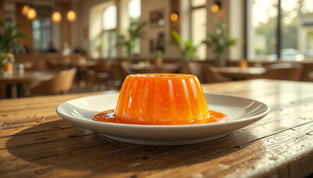 Close-Up of glossy orange jellyの素材