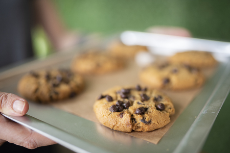 Gluten free cookies with all gluten free ingredients on service trayの写真素材