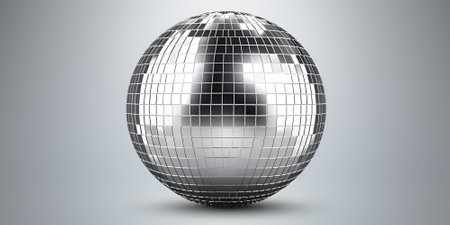 Disco ball on white background. 3D rendering. 3D illustration.の素材