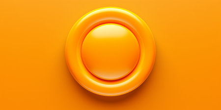 3d rendering of an orange button on a bright orange background.の素材