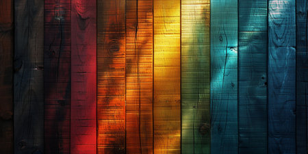 Colorful Wooden Planks Background Texture. Close Up. Horizontalの素材