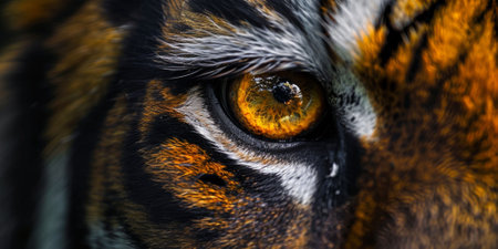 Close-up of tiger's eye. Selective focus. Macro.の素材