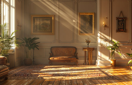 Luxury classic interior. 3d render, 3d illustrationの素材
