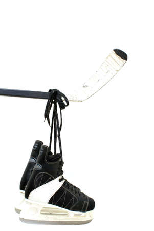 Some hockey equipment isolated on white background.の写真素材