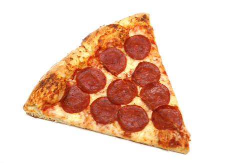 A slice of pepperoni and cheese pizza.の写真素材