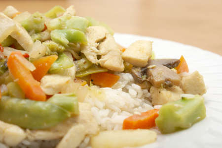 A delicious plate of chicken stir fry.の写真素材