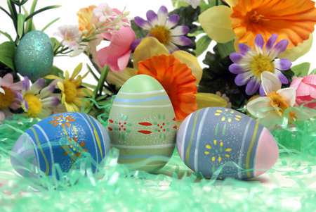 Some Easter Eggs in some holiday scenery.