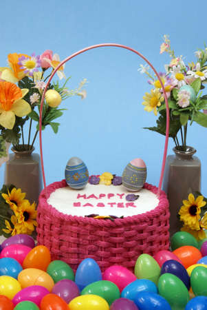 An Easter cake still-life with vivid colors for the holiday season.の写真素材
